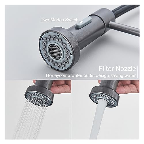 Robinet d'évier de cuisine gris argenté mitigeur eau chaude froide - 7