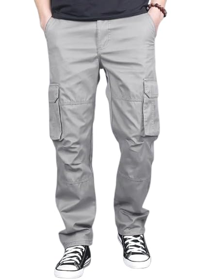 Image of Men's Casual Cargo Pants | Regular Fit Multi-Pocket Trousers-