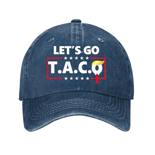 Coiunoonfkd Lets Go Taco Hat Cotton for Men Women Funny Mesh Baseball Cap Adjustable (US Alpha One Size Navy 2)