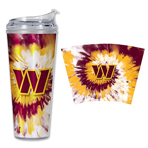 Image of Rico Industries NFL Football Glitter 24oz Acrylic Glitter Tumbler with Hinged Lid, Officially Licensed Double Wall Tumbler with Straw