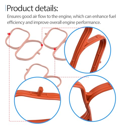 Image of Intake Plenum Gasket Kit Replace 037-4886 0374848 Compatible with Lexus ES350 RX350 RX450H Toyota Avalon Camry Highlander RAV4 Sienna Venza