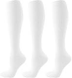 OLOSEA 3 Pares Calcetines de Compresión Hombr y Mujer, Medias de Compresion 15-20mmHg Alto Hasta la Rodilla, Calcetas...