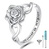 ZOEXUE Rose Cremation Ring for Ashes - 925 Sterling Silver Flower Urn Rings Keepake Memorial Band Cremation Urns Jewelry for Women Hold A Loss Love Ones Ashe