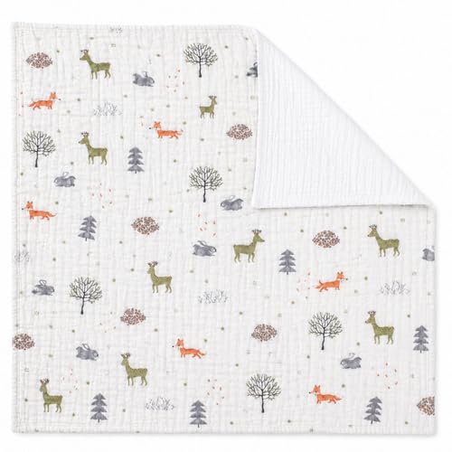 Image of Aablexema Muslin Baby Blanket Set of 2, White Animal Set | 6-Layer, 43 x 43 Inches, Newborn Toddler, Bath Towel Swaddle Wrap, For Boys Girls