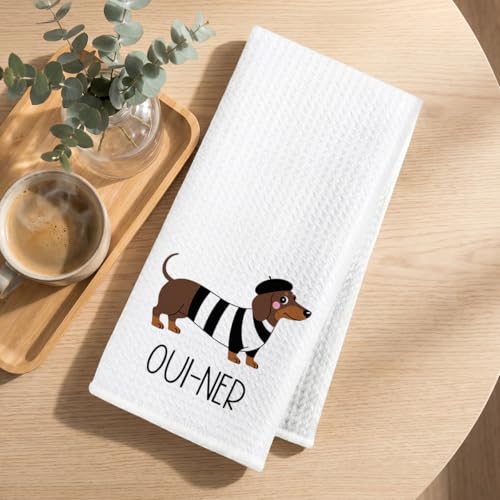 Image of Hanamiya Na Dachshund Kitchen Towels 24x14 Inch, Dachshund Gifts Reusable Cleaning Dish Towels for Kitchen Bathroom Decor, Waffle Weave Hand Cloth Tea Towel, Funny Dog Gifts for Women Mom Friend