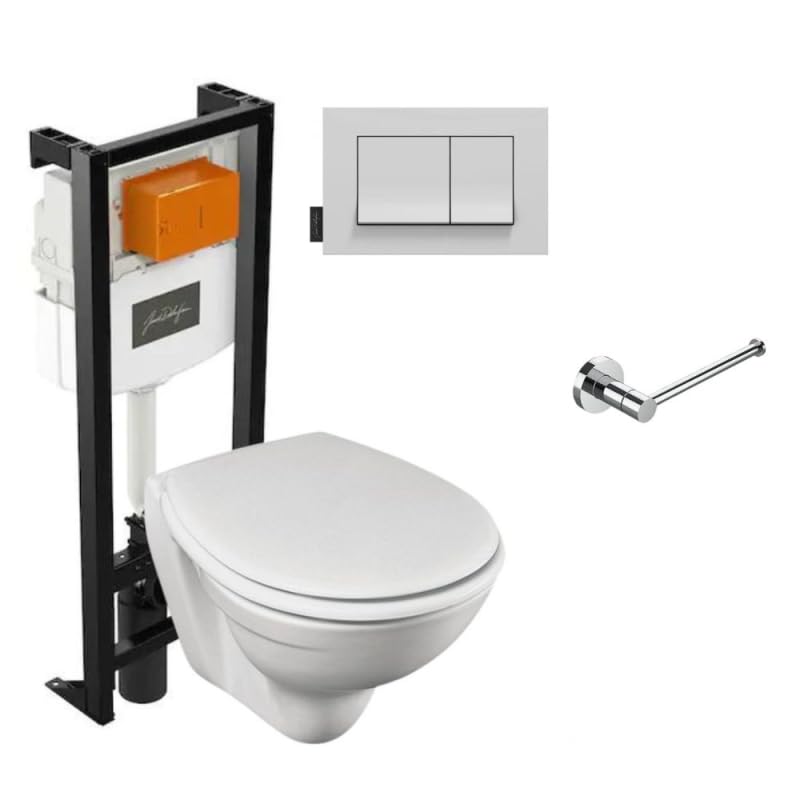 Jacob Delafon Pack WC Suspendu sans Bride Patio + Porte-Rouleau EO Classique