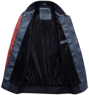 Lavnis Men's Faux Leather Jacket Casual Baseball Stand Collar Slim Fit Coat