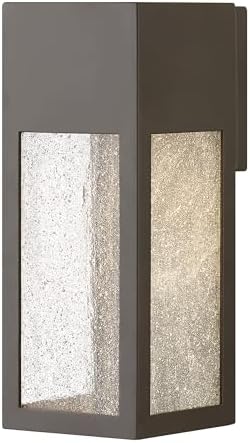 Hinkley Rook 12" Single Light Wall Mount Outdoor Lantern, Aluminum, Clear Seedy Glass, Modern, LED Included, Dark Sky Compliant, Bronze Finish