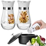 Bokon 2 Pack Highland Cow Sunflower Salt and Pepper Shaker Set Cute Farm Cattle Watercolor Glass Seasoning Jars Farmhouse Rustic Decoration for Kitchen Counter Housewarming Gift for Cow Lovers