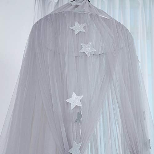 Bed Canopy for Girls - Princess Bed Canopy Mosquito Net Nursery Play Room Decor Dome Premium Yarn Netting Curtains Baby Game Dream Castle, Grey