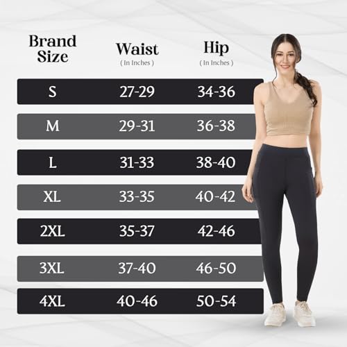 Image of TRASA Active Yoga Pants for Womens Gym High Waist with 3 Pockets, Tummy Control, Workout Pants 4 Way Stretch Yoga Leggings, Sizes - M,L,XL,2XL,3XL