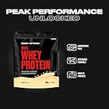 Body Attack 100% Whey Protein Natural - 900 g - Made in Germany - Extra cremiges Eiweißpulver mit Hydrolysat & BCAA´s, unterstützt Muskelaufbau und Diäten - Für Sportler & Athleten