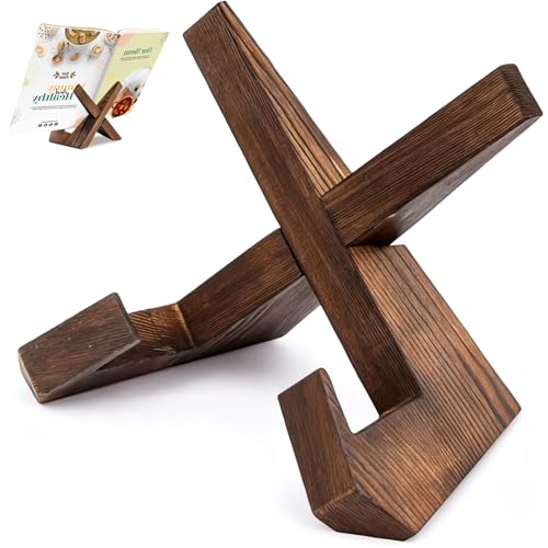 Porta Piatti Porta Ricettario Cucina, Leggio Libri Ricette Legno Rimovibili, Supporti Ciotole Esposizione Supporto Libro Ricettari Lettura Vintage Mani Libere per Foto Riviste Spartiti Musicali Tablet