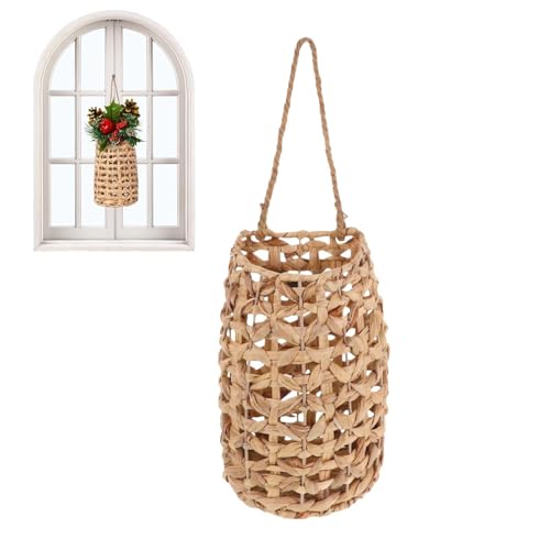Cesta de jacinto de agua para puerta estilo boho y contenedor de flores rústico 2