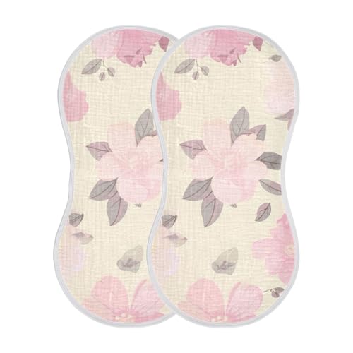 2 Pack Baby Burp Cloths, Soft Absorbent Burping Cloths for Babies, Cotton Milk Spit Up Rags, Large Size for Newborns, Baby Boys and Girls (Pastel Floral Beige)