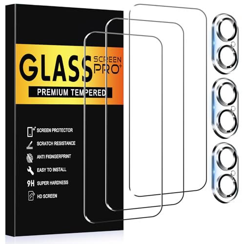 AVOAR 3+3 Pack Glass Screen Protector for iPhone 17 with Camera Lens Protector 6.3 inch HD Clear Tempered Glass Film Anti-Scratch Bubble Free Case-friendly
