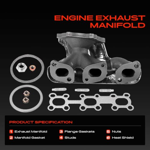 A-Premium [DOHC 6Cyl 3.5L] Front Exhaust Manifold Kit W/Gasket & Studs & Nuts & Heat Shield Compatible with Nissan Altima 2002-2006, Maxima 2002-2008, Murano 2003-2007, Quest 2004-2009 & Infiniti I35 by A-Premium - Image 3