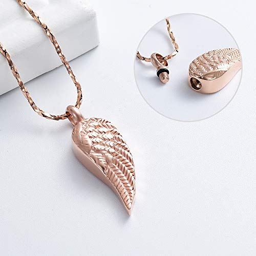 Imrsanl Angel Wings Cremation Jewelry For Ashes Pendant Stainless Steel Keepsake Memorial Urn Necklace For Human/Pets (Rose Gold) #TOP4