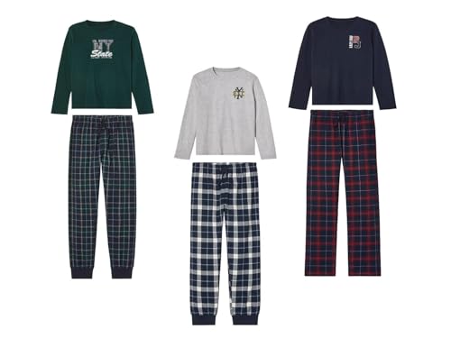 Lupilu Pepperts Jungen Lange Schlafhose & Langarm Oberteil Pyjama 100% Baumwolle Single-Jersey-Qualität (Grün-blau / 146/152)