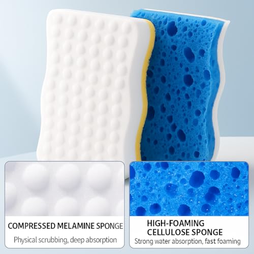 Image of Ampang Wave-Shaped Scrub Sponges for Kitchen Cleaning - Nano Sponge & High-Foam Seaweed Cotton, Non-Scratch, Dishwasher Safe, Ideal for Washing Dishes & Daily Household Tasks (5, Blue)