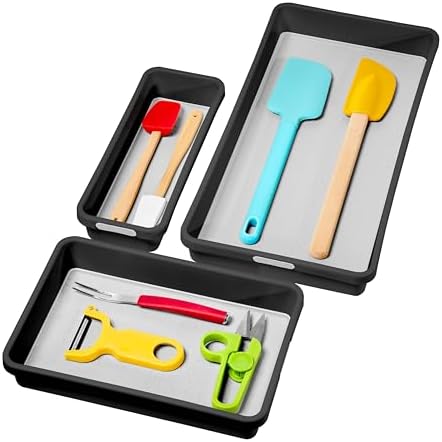 madesmart Classic 3-Tray Bin Pack - Granite | CLASSIC COLLECTION | Multi-Purpose Storage | Soft-grip Lining and Non-slip Rubber Feet | Durable | BPA-Free