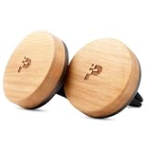 PERPOTAO Wooden Car Air Freshener Vent Clip, Refillable Essential Oil Diffuser with Long-Lasting Natural Scent, European Beech Wood & Metal Auto Deodorizer, Includes 2 Clips + 4 Plaster Refill Pads
