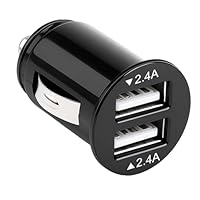 12V-24V 12W 2,4A Zigarettenanzünder USB Ladegerät, Dual USB Port Auto Ladegerät Kfz Mini USB Adapter Auto Ladestecker 2-Fach Netzteil für Phone IPad Tablet