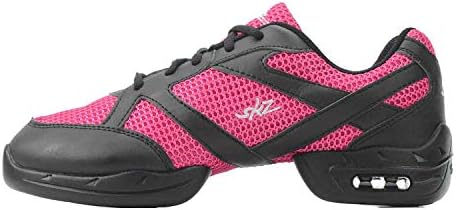 Skazz by Sansha Womens Dance Studio Exercise Sneakers Mesh Suede Air Cushion Caro P121M, Rose/Black,10.5 | Image 3