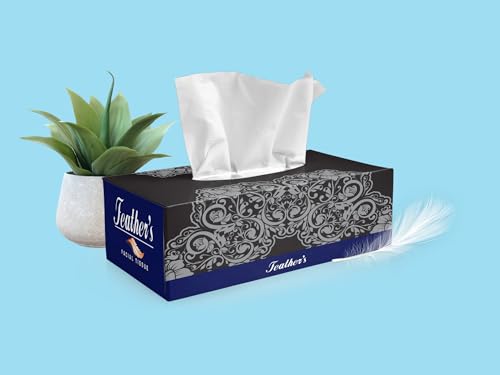 Image of Feather's Face Tissue Box (Dry) | 2 Ply, 200 Pulls per Box, Pack of 4 | Super Soft & Absorbent Facial Tissue Box | Facial Tissue Papers | Virgin Paper, Biodegradable (Random Color Box)