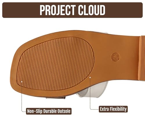 Image of Project Cloud 100% Genuine Leather Sandals for Women 2026 - Fashion Flat Womens Sandals with Memory Foam Insole Slides Sandals Women Footwear - Mules Women's Sandals (Jannel)