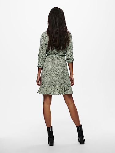 ONLY Damen Onlcarly L/S Wrap Short Dress Noos WVN Kleid, Seagrass/Multi Dot, L EU – Ansicht 4