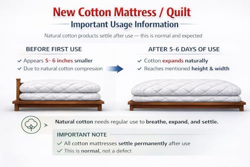 Image of Deevine Craft Large Soft Queen Size Cotton Quilt Mattress - Multicolored Comfort (2 Sleeping Capacity) Queen Size (72X48 Inch)