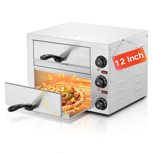 Pizzaofen Elektrisch, 12 Zoll Edelstahl Pizza Ofen Elektro bis 350°C, 2300W Elektro Pizzaofen mit Doppelheizung & Timer, für Restaurant, Haushalt & Party, Silber Pizzaofen Elektrisch, 12 Zoll Edelstahl Pizza Ofen Elektro bis 350°C, 2300W Elektro Pizzaofen mit Doppelheizung & Timer, für Restaurant, Haushalt & Party, Silber
