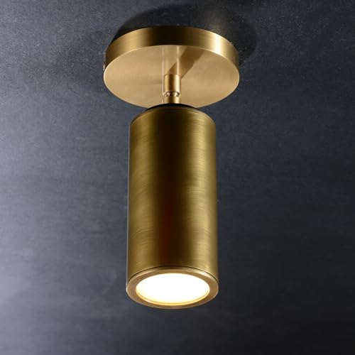 JimmyRaiden Cameron Adjustable Brass Ceilling Spotlight, Dimmable Directional Brass Wall Lighting Fixtures