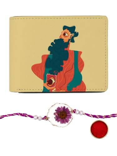 Kalankit Rakhi with Gift for Brother, Men’s Wallet | Resin Art Rakhi with Gift for Brother, Wallet Bi-Fold with Card Slots | Rakhi Gift Hampers for Brother, Rakshabandhan Gift for Brother