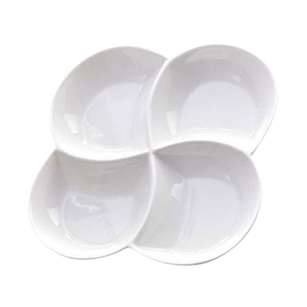 BESPORTBLE Assiette en Céramique Blanche 4 Compartiments Plateau-Repas Facile à Nettoyer pour Bureau et Cantine Repas Snacks Gâteaux