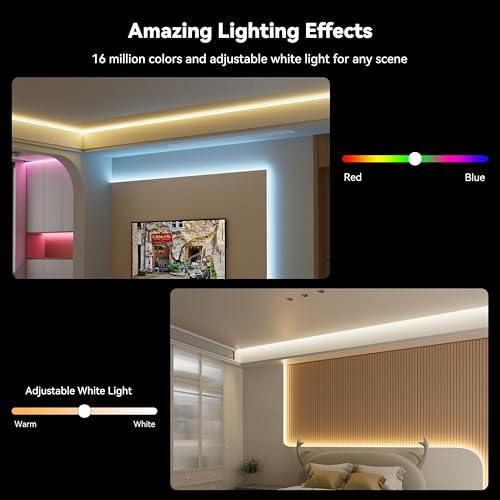 Image of MIWISE RGB COB LED Strip Light 9.84ft /3m,Color Changing Dimmable Strip Light DC24V,Compatible with Alexa /Google Assistant /Tuya Multicolor Flexible Tape Light,for TV,Bedroom,Party DIY Decoration