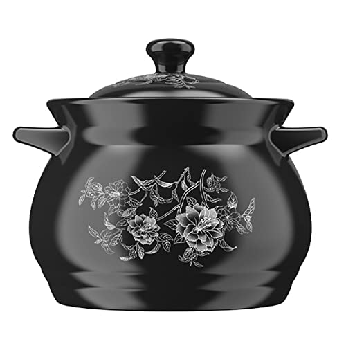 Pentola in ceramica, antiaderente in terracotta con coperchio, casseruola da 5 l per zuppe e stufati