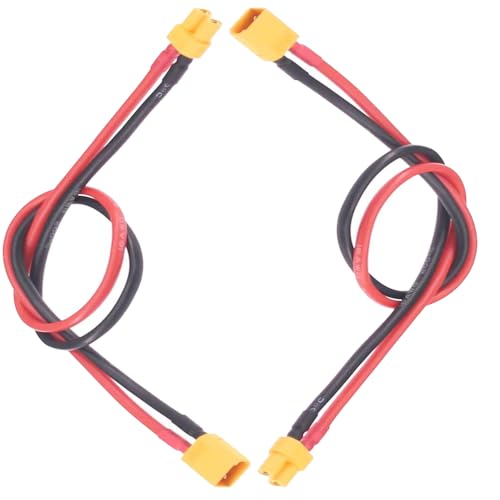 Yiqigou 2pcs Connettori XT30 Maschio a XT30 Femmina Cavo di Prolunga con Cavo in Silicone da 30 cm 16AWG