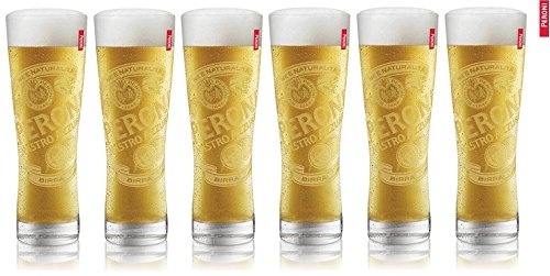 6 Peroni Etched Signature Italian Beer Glasses 0.4L New