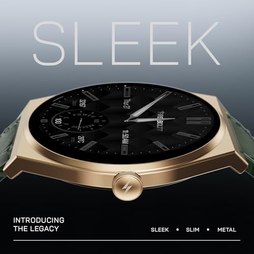 Image of Fire-Boltt Phoenix Nova Smartwatch 1.43 inch Slim Super AMOLED Display 466x466 Pixel Always-On Display Bluetooth Calling Wireless Charging Rotating Crown Health Tracker for Men & Women Jade Green Leather