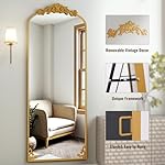 21"x 64" Arched Full Length Mirror, Freestanding Floor Mirror with Carved Metal Frame & Bottom Art Carved, Gold Full Body Mirror for HomeDecor, Halling Wall Mirror with Vintage Ornate Carved Accents - Image 4