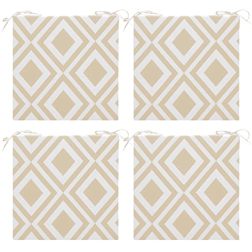 Cozyide Outdoor Chair Cushions, Waterproof Patio Seat Cushions With Adjustable Straps, Square Corner Patio Chair Cushions For Garden, Beige Geometry, 18.5X16X3 Inch (Pack Of 4) #TOP17