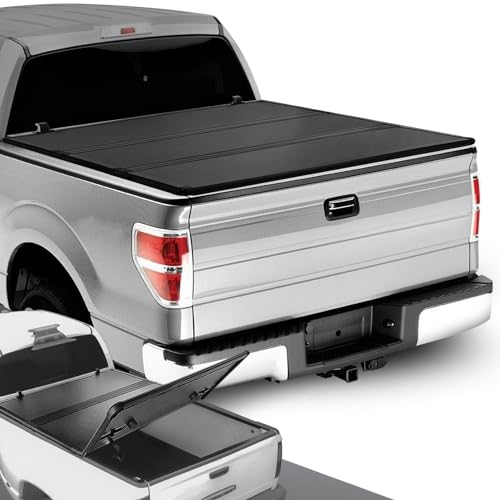 Image of DNA MOTORING New Upgrade Truck Bed Top Hard Solid Tri-Fold Tonneau Cover Compatible with 04-14 Ford F150 6.5Ft Bed, TTC-HARD-006, Black