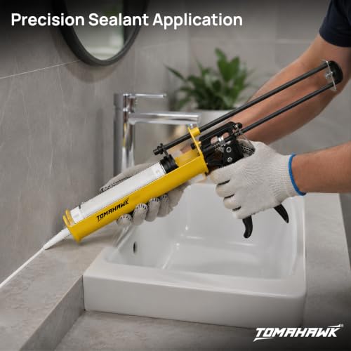 Image of TOMAHAWK TCRG-1A Fisher Type Heavy Duty Caulking Gun | Ratchet Pushing Rod | Professional Sealant Applicator for Silicone, Adhesives, Acrylic & Construction Sealants | Durable Metal Frame