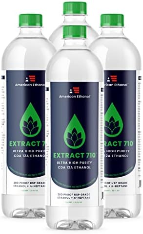 American Ethanol Ultra High Purity Denatured Alcohol (CDA-12A) - 200 Proof Ethyl Alcohol with n-Heptane - 4 x 1 Quart Bottles