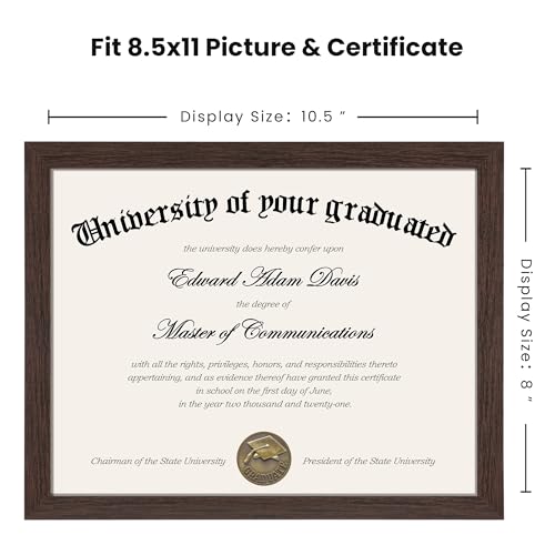 Image of upsimples Certificate Frame, 8.5 by 11 Diploma Frames, 1 Pack, Brown