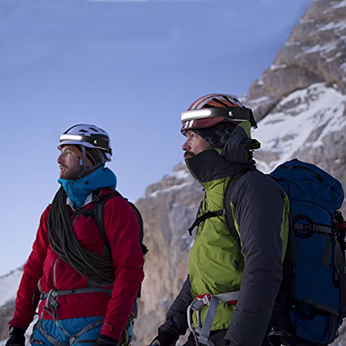 Rechargeable LED Headlamp with 230° Illumination, Waterproof, 4 Modes, Motion Sensor Headlamp, USB Headlamp for Hiking, Running, Fishing, Camping