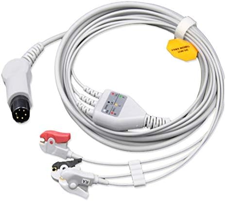 Generic One Piece ECG Leadwire 3 Leads for Mindray, Goldway,Edan,Monitor Use,Patient Monitor ECG Cable,Clip End TPU,Aha
