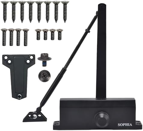 Commercial Door Closer Grade 2, Automatic Auto Door Closer Heavy Duty, Hydraulic for Home Residential Adjustable Size 3, ADA & UL, Matte Black - SF700